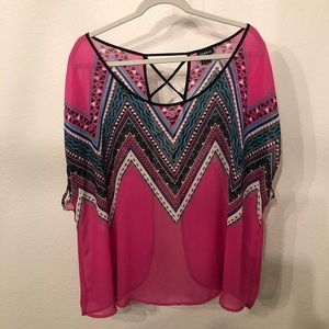 Pink and Black Flowy Top- Torrid